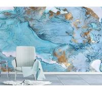 XLMING Abstract Blue Gold Marble Like Texture 3D Wallpaper Premium Textured Silk Study Dining Living Room Bedroom Sofa TV Wall Easy Install-400cm×280cm