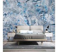XLMING Abstract Blue Ink Wash Creative Art 3D Wallpaper Premium Textured Silk Study Dining Living Room Bedroom Sofa TV Wall Easy Install-400cm×280cm