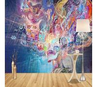 XLMING Abstract Colourful Art Lines Graffiti Imagination 3D Wallpaper Premium Textured Silk Study Dining Living Room Bedroom Sofa TV Wall Easy Install-250cm×170cm