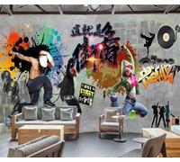 XLMING Abstract Colourful Graffiti Music Dance 3D Wallpaper Premium Textured Silk Study Dining Living Room Bedroom Sofa TV Wall Easy Install-430cm×300cm