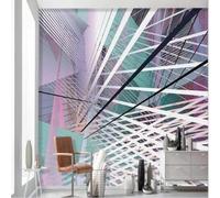 XLMING Abstract Colourful Three Dimensiona Geometric Lines Art 3D Wallpaper Premium Textured Silk Study Dining Living Room Bedroom Sofa TV Wall Easy Install-300cm×210cm