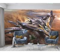 XLMING Abstract Creative Aeroplane Smoke Individuality 3D Wallpaper Premium Textured Silk Study Dining Living Room Bedroom Sofa TV Wall Easy Install-250cm×170cm