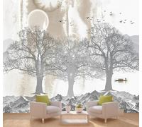 XLMING Abstract Creative Black and White Trees Landscape 3D Wallpaper Silky Texture Home Study Office Grey Dining Room Sofa Bedroom Living Room TV Backdrop-430cm×300cm