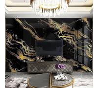 XLMING Abstract Creative Black Gold Marble Effect 3D Wallpaper Silky Texture Home Study Office Grey Dining Room Sofa Bedroom Living Room TV Backdrop-200cm×140cm