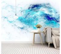 XLMING Abstract Creative Blue Watercolour Clouds 3D Wallpaper Premium Textured Silk Study Dining Living Room Bedroom Sofa TV Wall Easy Install-200cm×140cm