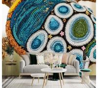 XLMING Abstract Creative Coloured Beads Blue Green Sea Turtle Pattern 3D Wallpaper Silky Texture Home Study Office Grey Dining Room Sofa Bedroom Living Room TV Backdrop-200cm×140cm