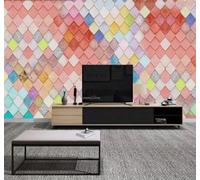 XLMING Abstract Creative Colourful Geometric Individuality 3D Wallpaper Premium Textured Silk Study Dining Living Room Bedroom Sofa TV Wall Easy Install-150cm×105cm