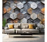XLMING Abstract Creative Colourful Geometric Industrial Style 3D Wallpaper Premium Textured Silk Study Dining Living Room Bedroom Sofa TV Wall Easy Install-250cm×170cm
