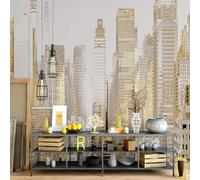 XLMING Abstract Creative Gold City Architecture 3D Wallpaper Luxury Silk Study Dining Feature Sofa Grey Bedroom Living Room Tv Decorative Wall-430cm×300cm