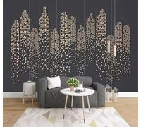 XLMING Abstract Creative Gold Geometric City Architecture 3D Wallpaper Luxury Silk Study Dining Feature Sofa Grey Bedroom Living Room Tv Decorative Wall-400cm×280cm