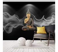 XLMING Abstract Creative Mist Buddha Statue Art 3D Wallpaper Premium Textured Silk Study Dining Living Room Bedroom Sofa TV Wall Easy Install-200cm×140cm