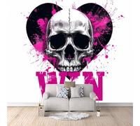 XLMING Abstract Creative Skull Graffiti Art 3D Wallpaper Premium Textured Silk Study Dining Living Room Bedroom Sofa TV Wall Easy Install-300cm×210cm