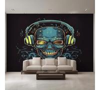 XLMING Abstract Creative Skull Music Art 3D Wallpaper Luxury Home Dining Decor Paste Sofa Living Room The Wall for Bedroom Mural-350cm×256cm