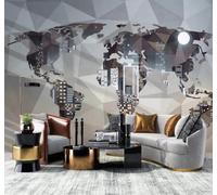 XLMING Abstract Creative Urban Architecture World Map Personalised 3D Wallpaper Luxury Silk Study Dining Feature Sofa Grey Bedroom Living Room Tv Decorative Wall-350cm×256cm