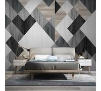 XLMING Abstract Cubic Geometric Splice Black and White Pattern 3D Wallpaper Silky Texture Home Study Office Grey Dining Room Sofa Bedroom Living Room TV Backdrop-200cm×140cm