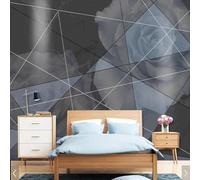 XLMING Abstract Floral Black and White Geometric Lines 3D Wallpaper Silky Texture Home Study Office Grey Dining Room Sofa Bedroom Living Room TV Backdrop-200cm×140cm