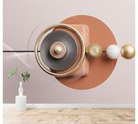 XLMING Abstract Geometric Art Metal Circles Spheres 3D Wallpaper Premium Textured Silk Study Dining Living Room Bedroom Sofa TV Wall Easy Install-150cm×105cm
