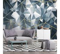 XLMING Abstract Geometric Gold Lines Art 3D Wallpaper Silky Texture Home Study Office Grey Dining Room Sofa Bedroom Living Room TV Backdrop-150cm×105cm