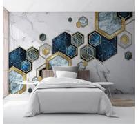 XLMING Abstract Geometric Hexagon Pattern Marble Effect 3D Wallpaper Luxury Home Dining Decor Paste Sofa Living Room The Wall for Bedroom Mural-430cm×300cm