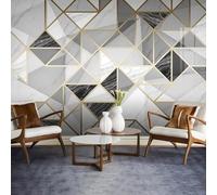 XLMING Abstract Geometric Lines Marble Like Texture 3D Wallpaper Silky Texture Home Study Office Grey Dining Room Sofa Bedroom Living Room TV Backdrop-350cm×256cm