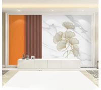 XLMING Abstract Geometric Orange Ginkgo Leaf Marble Effect 3D Wallpaper Luxury Home Dining Decor Paste Sofa Living Room The Wall for Bedroom Mural-350cm×256cm