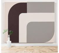 XLMING Abstract Geometric Shapes Neutral Grey Brown Tones 3D Wallpaper Premium Textured Silk Study Dining Living Room Bedroom Sofa TV Wall Easy Install-250cm×170cm