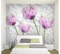 XLMING Abstract Geometric Three Dimensional Beautiful Flowers 3D Wallpaper Luxury Silk Study Dining Feature Sofa Grey Bedroom Living Room Tv Decorative Wall-400cm×280cm