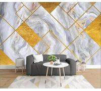 XLMING Abstract Gold Geometric Faux Marble Art 3D Wallpaper Premium Textured Silk Study Dining Living Room Bedroom Sofa TV Wall Easy Install-300cm×210cm