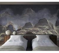XLMING Abstract Gold Lines Mountain Peaks Birds in Flight 3D Wallpaper Premium Textured Silk Study Dining Living Room Bedroom Sofa TV Wall Easy Install-300cm×210cm