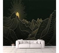 XLMING Abstract Gold Lines Mountain Peaks Sun 3D Wallpaper Premium Textured Silk Study Dining Living Room Bedroom Sofa TV Wall Easy Install-150cm×105cm
