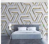 XLMING Abstract Gold Three Dimensional Geometric Pattern 3D Wallpaper Luxury Home Dining Decor Paste Sofa Living Room The Wall for Bedroom Mural-300cm×210cm