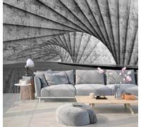 XLMING Abstract Grey Geometric Tunnel Spatial Extension 3D Wallpaper Luxury Home Dining Decor Paste Sofa Living Room The Wall for Bedroom Mural-350cm×256cm