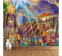 XLMING Abstract Hand Drawn Cartoon Circus Playground 3D Wallpaper Silky Texture Home Study Office Grey Dining Room Sofa Bedroom Living Room TV Backdrop-200cm×140cm