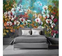 XLMING Abstract Hand Drawn Ink Wash Colourful Floral 3D Wallpaper Premium Textured Silk Study Dining Living Room Bedroom Sofa TV Wall Easy Install-300cm×210cm