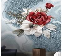 XLMING Abstract Hand Drawn Three Dimensional Beautiful Rose 3D Wallpaper Luxury Silk Study Dining Feature Sofa Grey Bedroom Living Room Tv Decorative Wall-250cm×170cm