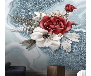 XLMING Abstract Hand Drawn Three Dimensional Beautiful Rose 3D Wallpaper Luxury Silk Study Dining Feature Sofa Grey Bedroom Living Room Tv Decorative Wall-200cm×140cm