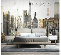 XLMING Abstract Hand Drawn Urban Architecture People Art 3D Wallpaper Luxury Home Dining Decor Paste Sofa Living Room The Wall for Bedroom Mural-400cm×280cm