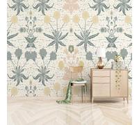 XLMING Abstract Hand Drawn Vintage Plants Flowers Art 3D Wallpaper Premium Textured Silk Study Dining Living Room Bedroom Sofa TV Wall Easy Install-350cm×256cm