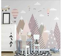 XLMING Abstract Hand Painted Pink Valley Hot Air Balloon 3D Wallpaper Premium Textured Silk Study Dining Living Room Bedroom Sofa TV Wall Easy Install-400cm×280cm