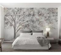 XLMING Abstract Hand Painted Trees Floral Art 3D Wallpaper Premium Textured Silk Study Dining Living Room Bedroom Sofa TV Wall Easy Install-350cm×256cm