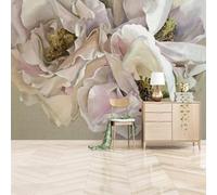 XLMING Abstract Hand Painted Vintage Flowers 3D Wallpaper Silky Texture Home Study Office Grey Dining Room Sofa Bedroom Living Room TV Backdrop-200cm×140cm