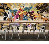 XLMING Abstract Individuality Colourful Graffiti Music 3D Wallpaper Premium Textured Silk Study Dining Living Room Bedroom Sofa TV Wall Easy Install-430cm×300cm