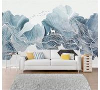 XLMING Abstract Ink Lines Reindeer Forest 3D Wallpaper Silky Texture Home Study Office Grey Dining Room Sofa Bedroom Living Room TV Backdrop-400cm×280cm