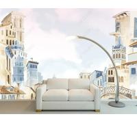XLMING Abstract Ink Wash Hand Painted City Architecture 3D Wallpaper Luxury Silk Study Dining Feature Sofa Grey Bedroom Living Room Tv Decorative Wall-250cm×170cm