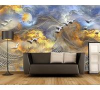 XLMING Abstract Lines Birds in Flight Colourful Clouds 3D Wallpaper Premium Textured Silk Study Dining Living Room Bedroom Sofa TV Wall Easy Install-430cm×300cm