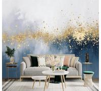 XLMING Abstract Luxurious Blue and Gold Textured Art 3D Wallpaper Premium Textured Silk Study Dining Living Room Bedroom Sofa TV Wall Easy Install-250cm×170cm