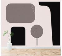 XLMING Abstract Minimalist Black Grey Geometric Shapes 3D Wallpaper Premium Textured Silk Study Dining Living Room Bedroom Sofa TV Wall Easy Install-350cm×256cm