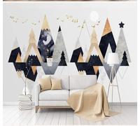XLMING Abstract Minimalist Geometric Mountain Peaks Birds in Flight 3D Wallpaper Luxury Home Dining Decor Paste Sofa Living Room The Wall for Bedroom Mural-200cm×140cm