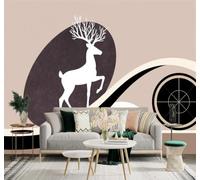 XLMING Abstract Minimalist White Deer Geometric Shapes Art 3D Wallpaper Premium Textured Silk Study Dining Living Room Bedroom Sofa TV Wall Easy Install-400cm×280cm