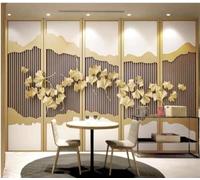 XLMING Abstract Mountain Peaks Gold Ginkgo Leaves Lines 3D Wallpaper Luxury Home Dining Decor Paste Sofa Living Room The Wall for Bedroom Mural-300cm×210cm